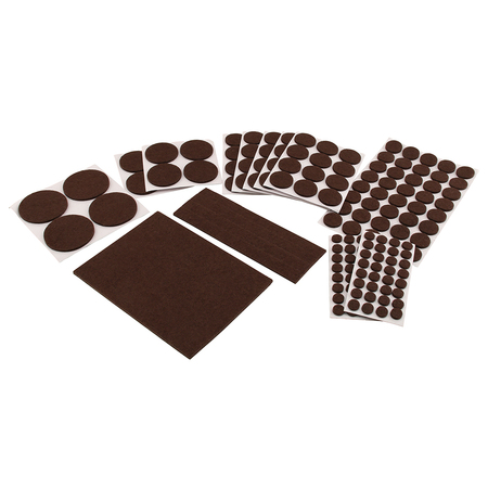 PRIME-LINE Furniture Felt Pad Assortment, Self-Adhesive Backing, Brown, Round 181 Pack MP76580